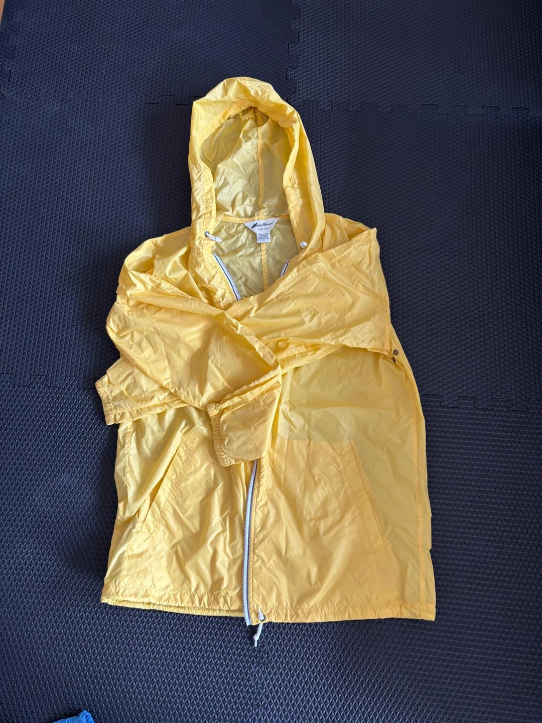Eddie Bauer Yellow Nylon Hooded Jacket - Size M