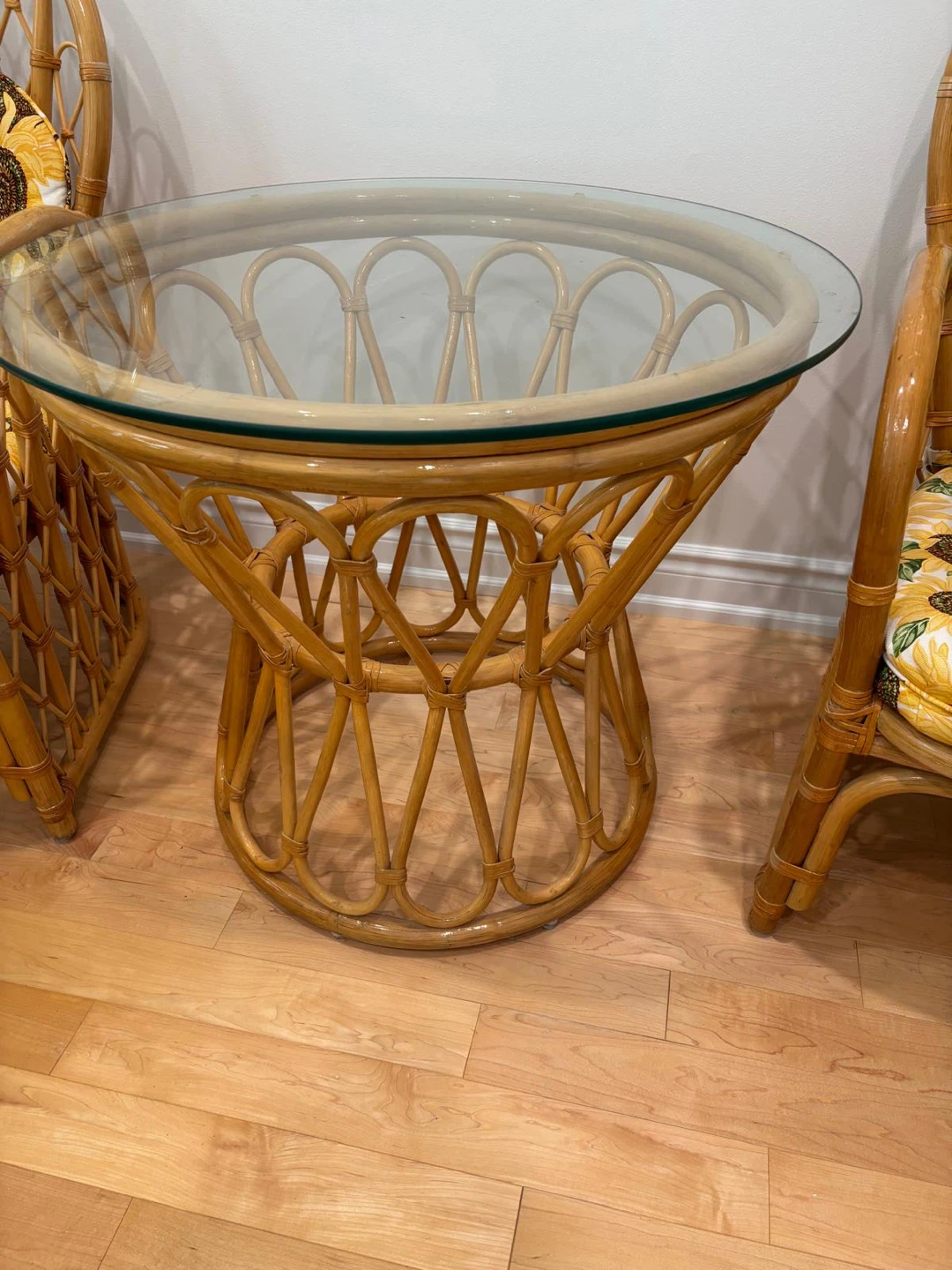 Rattan Accent Table with Glass Top - photo 3