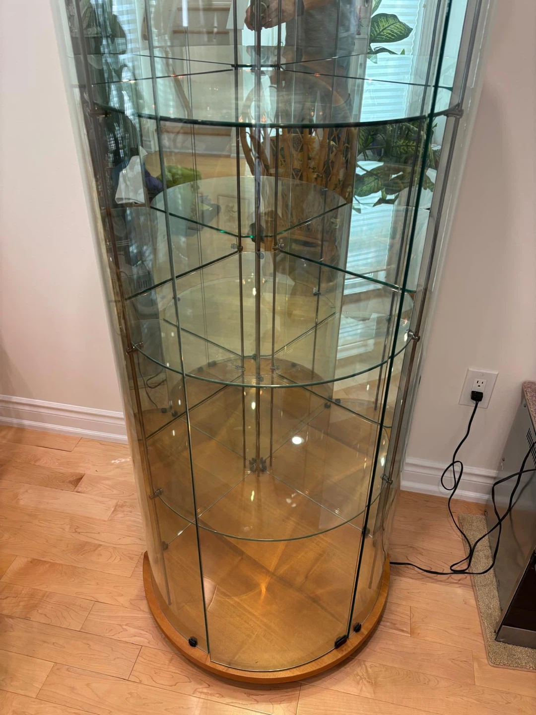 Curved Glass Display Cabinet with Wood Top - photo 3