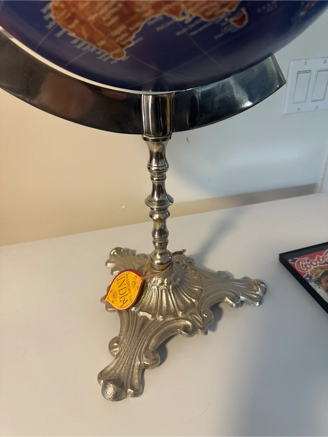 Globe on Silver Stand. 30 inches tall - photo 3