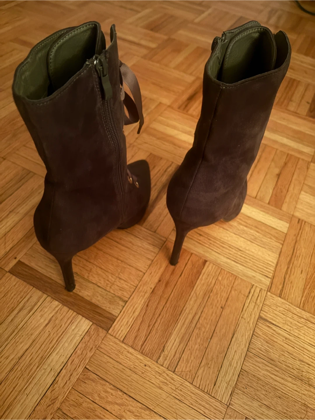 Hunter Green Suede Lace-Up Ankle Boots - photo 3