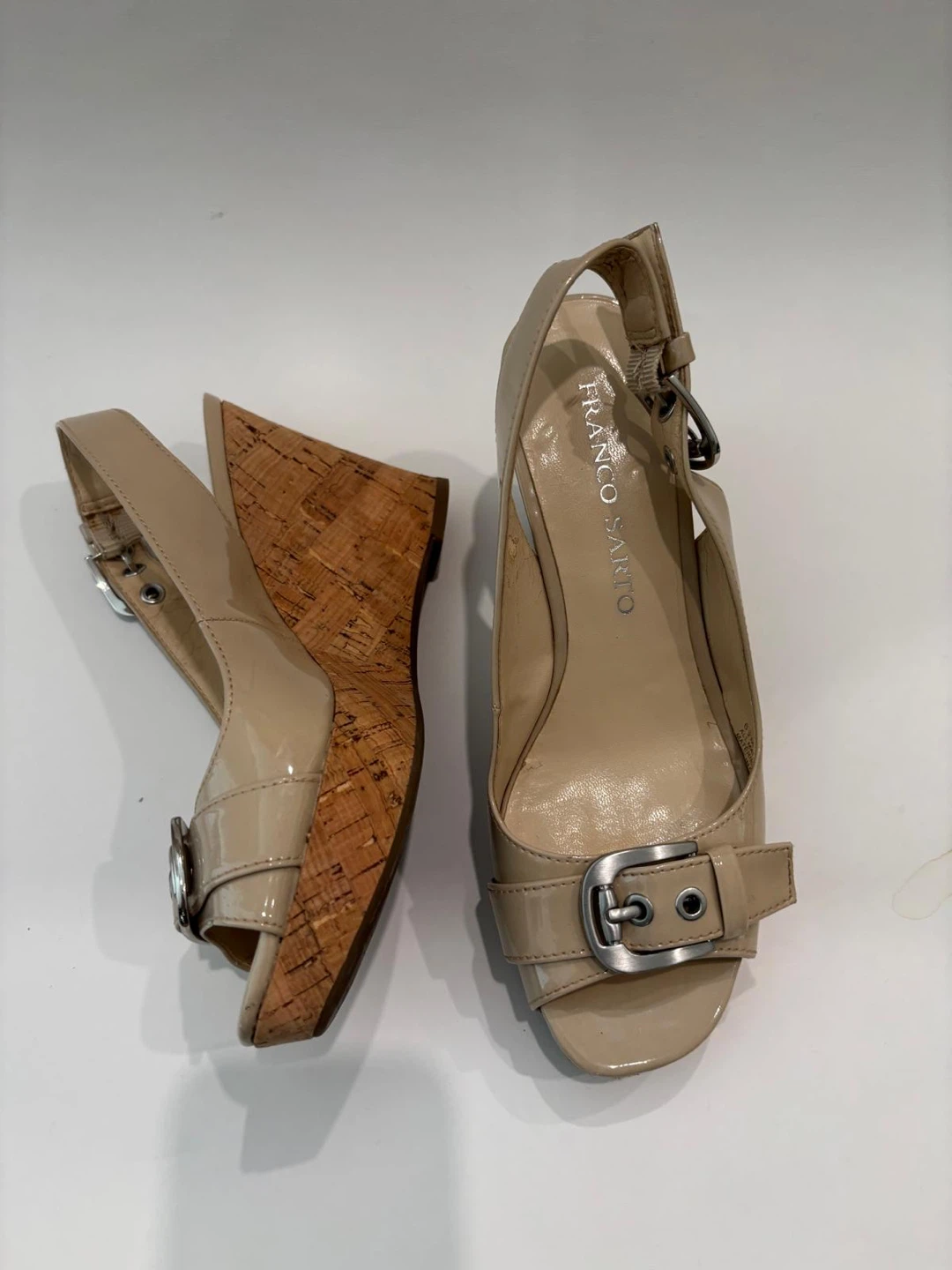 Franco Sarto Nude Patent Slingback Wedge Sandals - photo 2