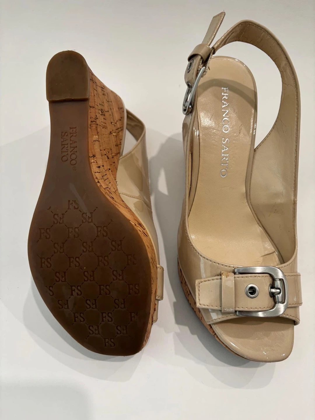 Franco Sarto Nude Patent Slingback Wedge Sandals - photo 3