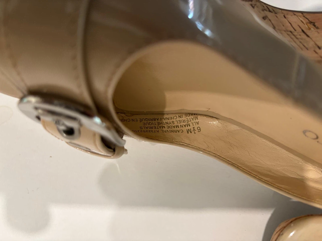 Franco Sarto Nude Patent Slingback Wedge Sandals - photo 4