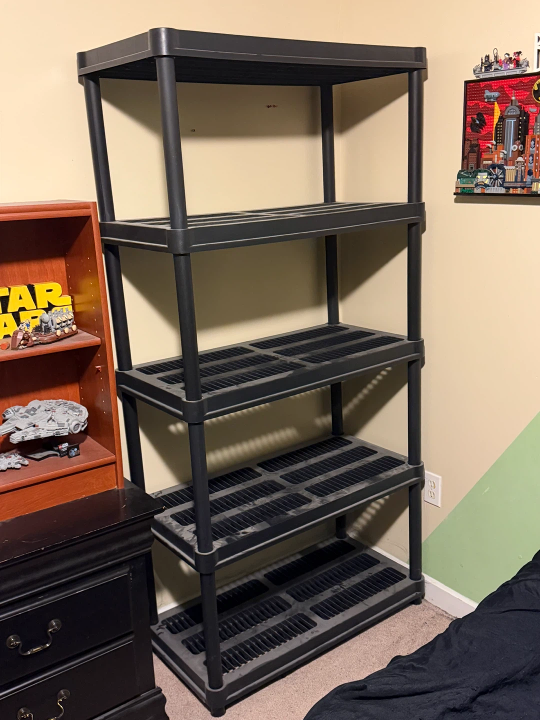 Black 5-Tier Plastic Shelving Unit