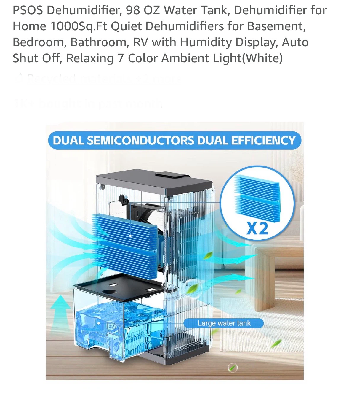 PSOS Dehumidifier 1000 Sq. Ft. Coverage - photo 2
