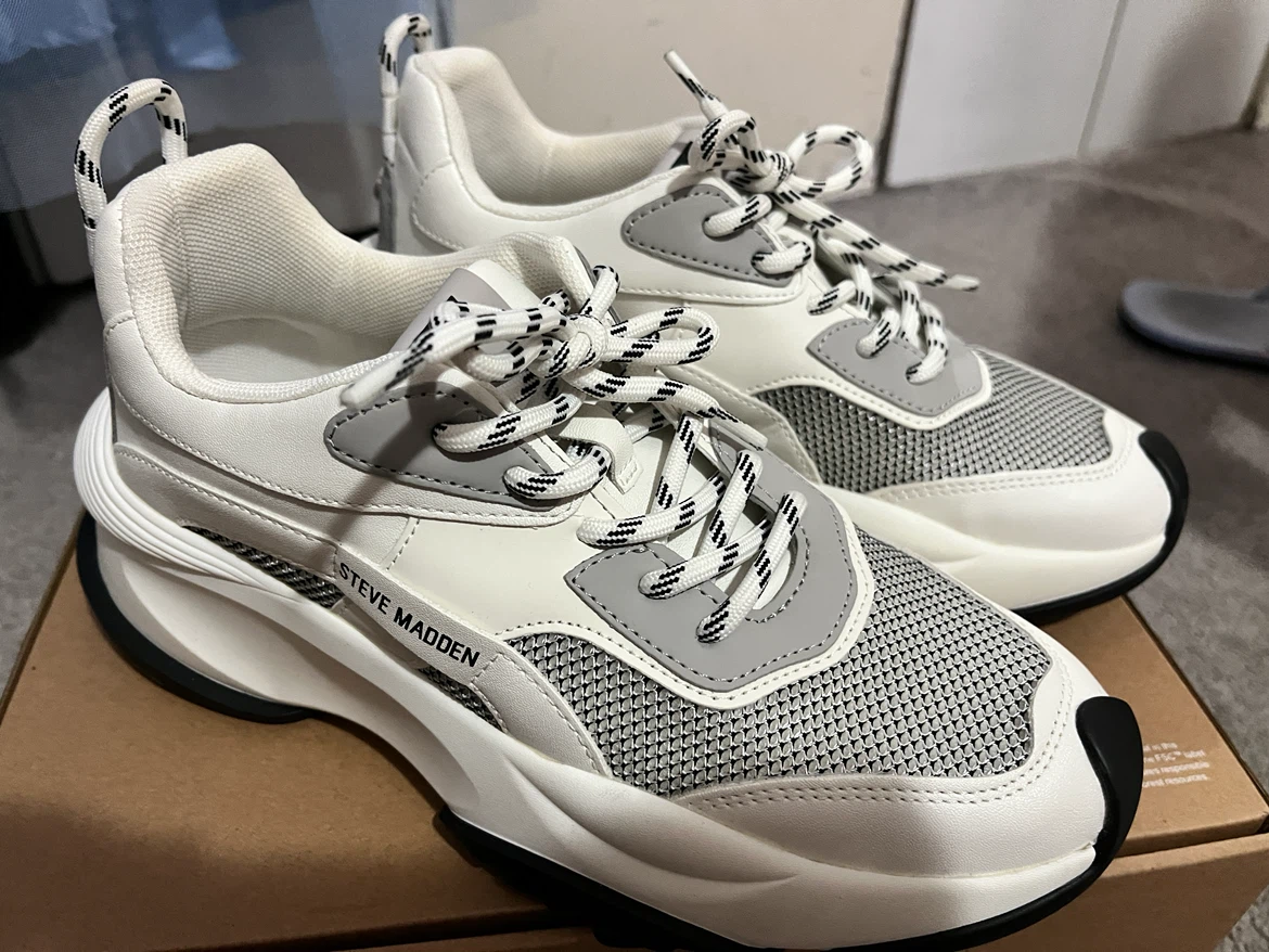 Steve Madden White & Grey Chunky Sneakers
