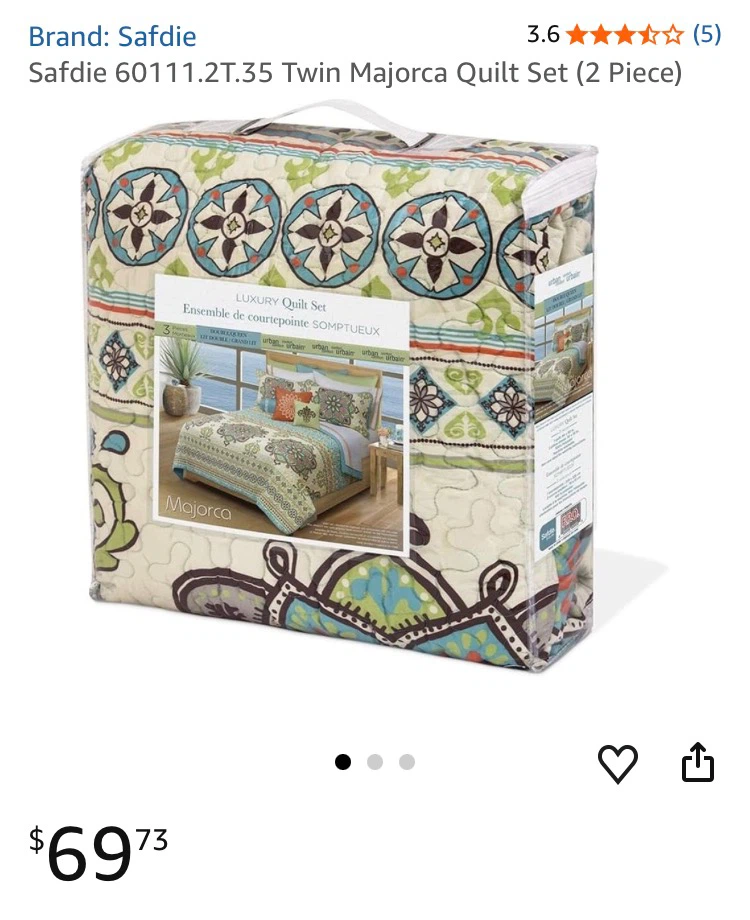 Safdie Twin Size Multicolor Quilt Set