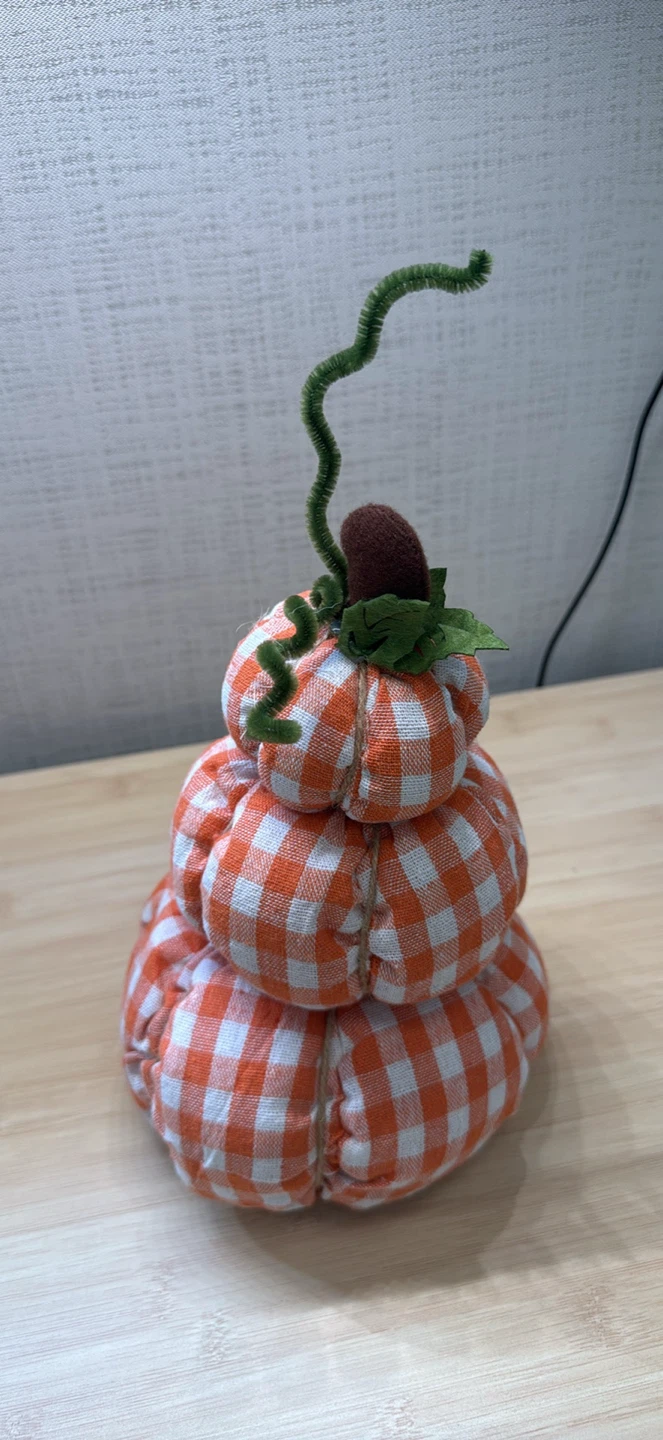 Tiered Gingham Pumpkin Decoration
