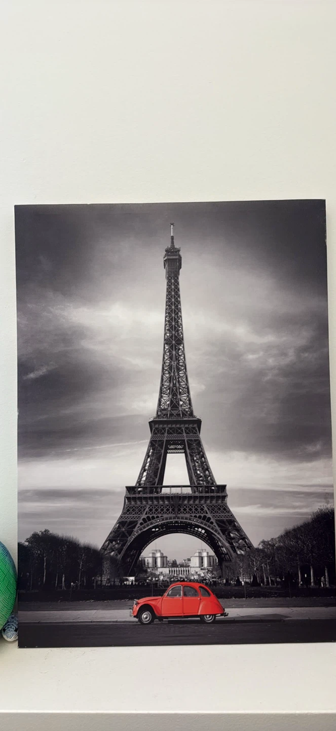 Eiffel Tower with Red Car Wall Art 67*50cm