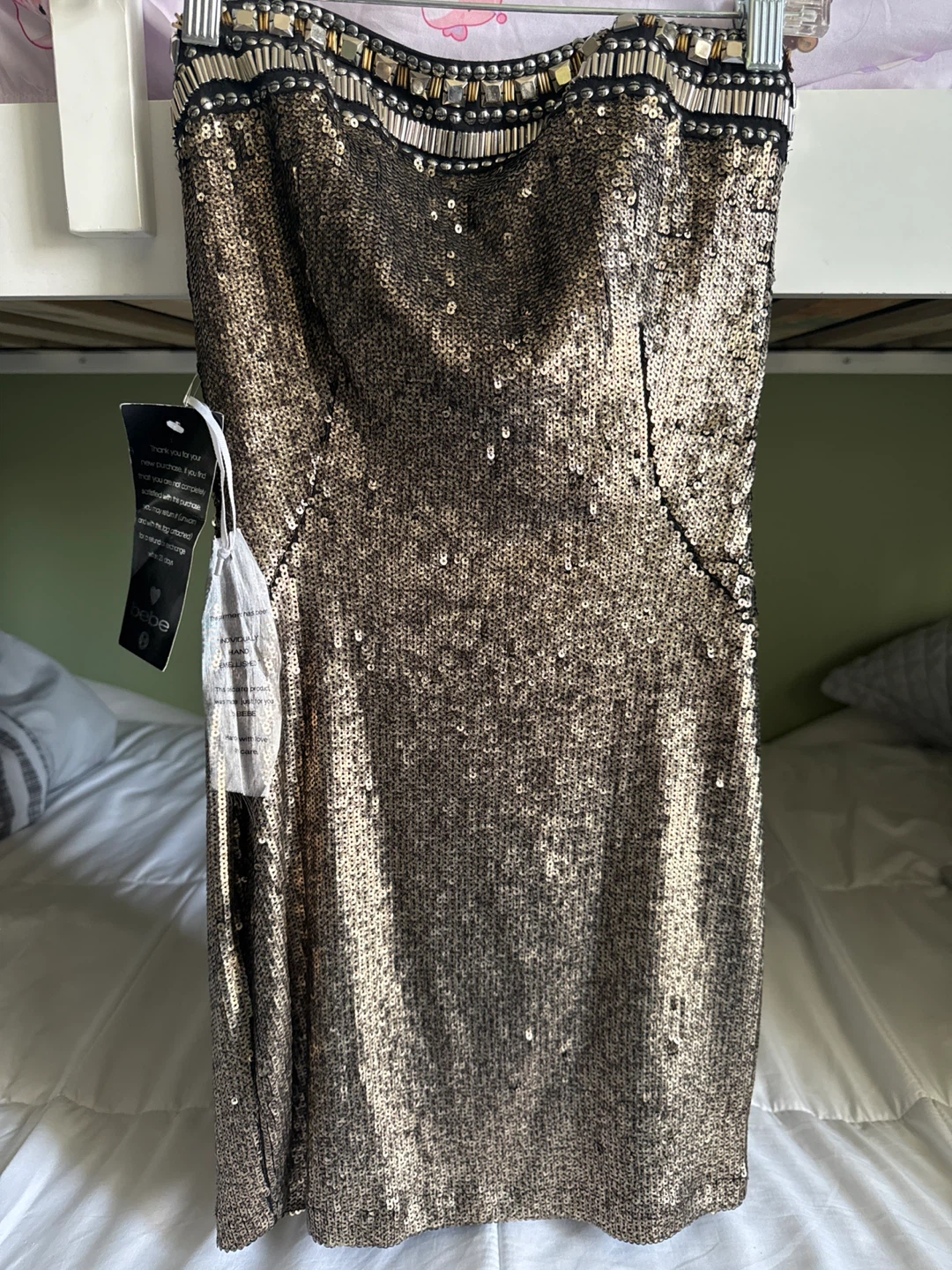 Bebe Sequin Strapless Dress Size S