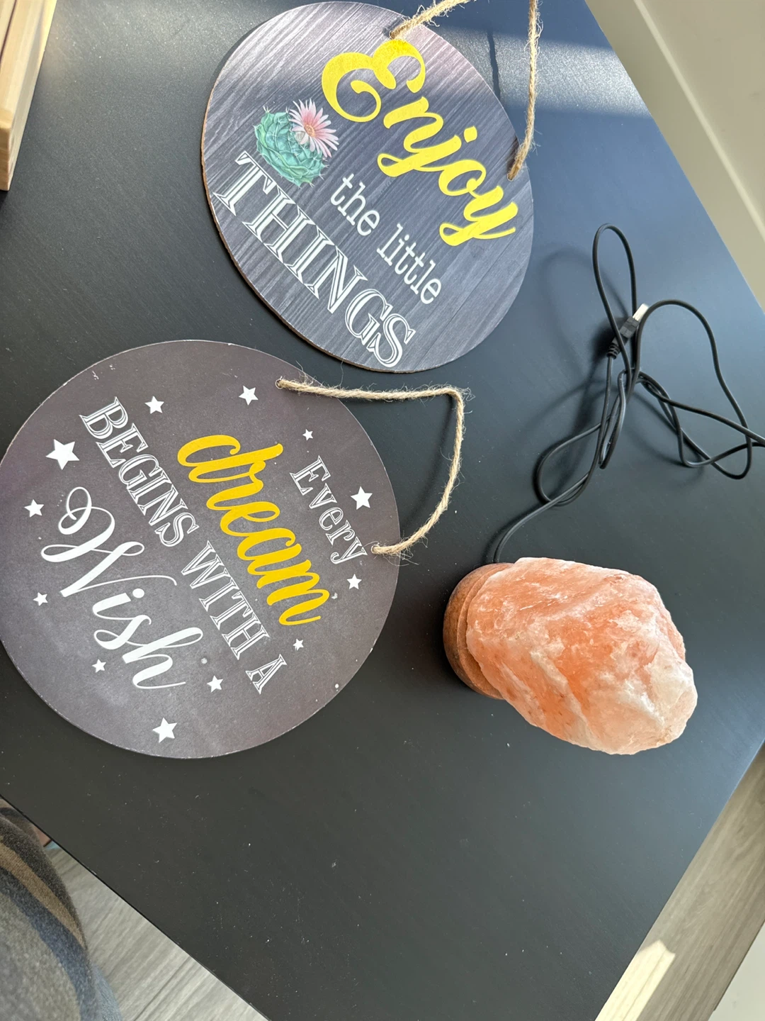 Himalayan Salt Lamp with Decorative Signs