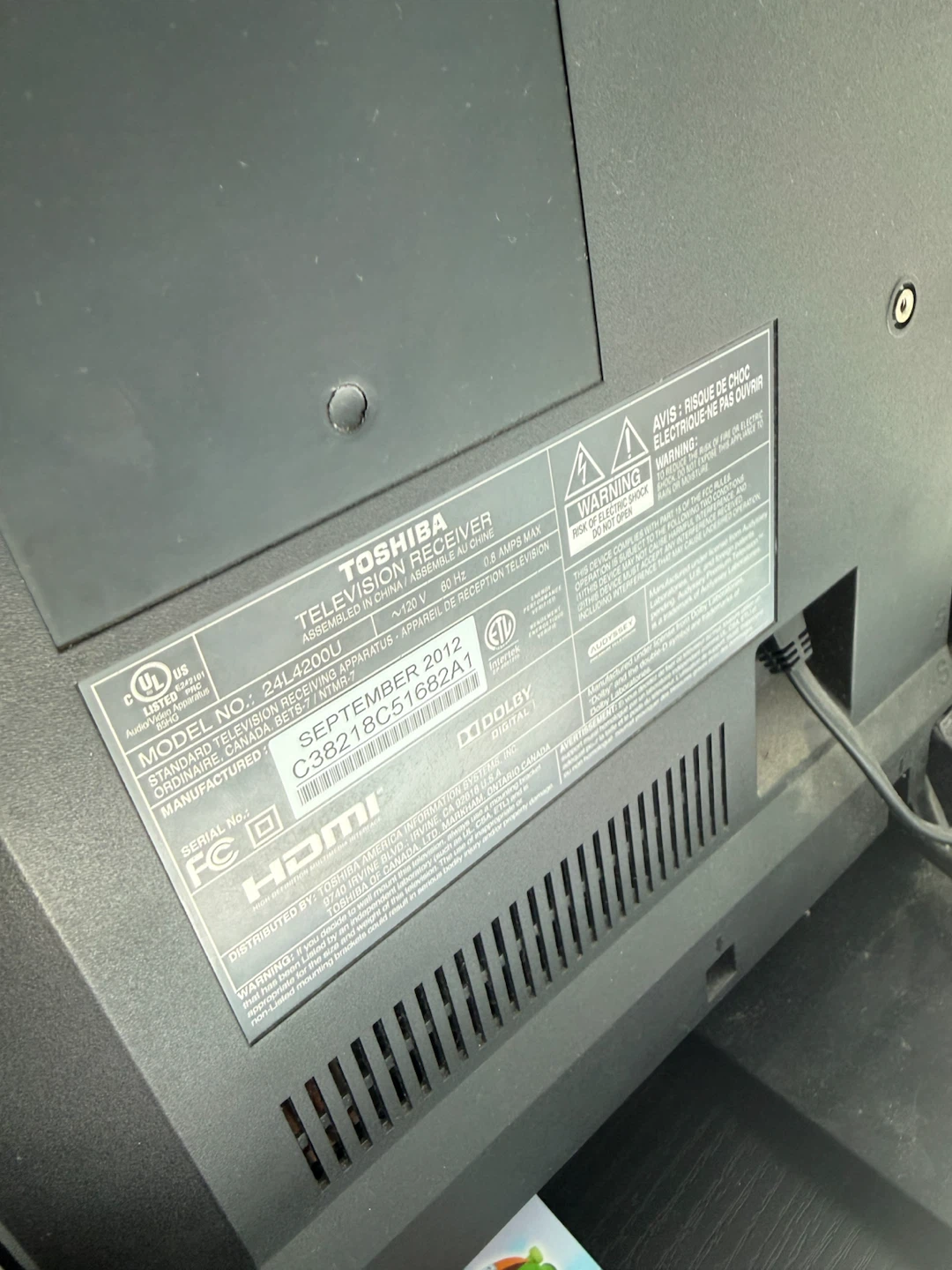 Toshiba 24" Television Receiver - photo 2