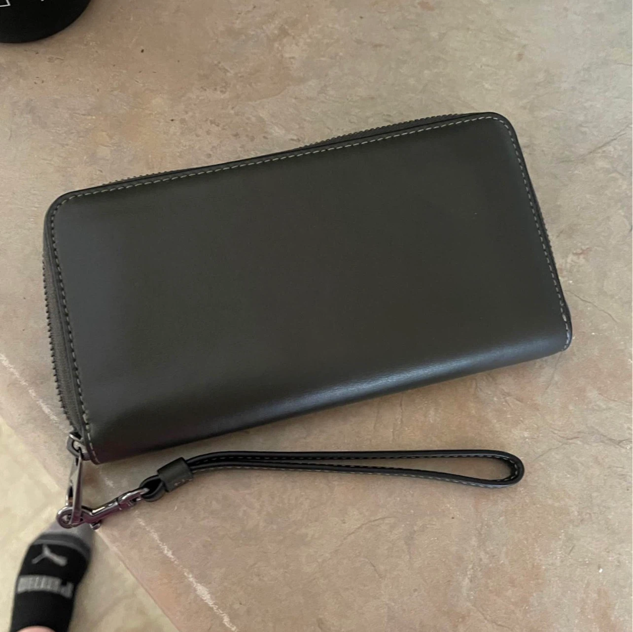 Coach Dark Green Leather Zip Wallet Wristlet with Silver Logo - photo 3