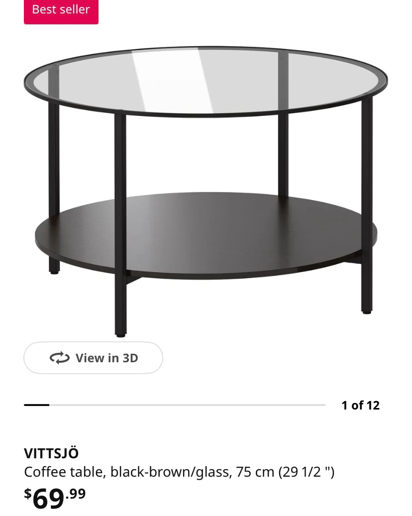 VITTSJÖ Coffee Table - Black-Brown/Glass