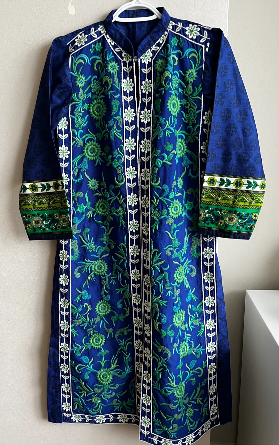Blue Embroidered Kurti and Pants Set