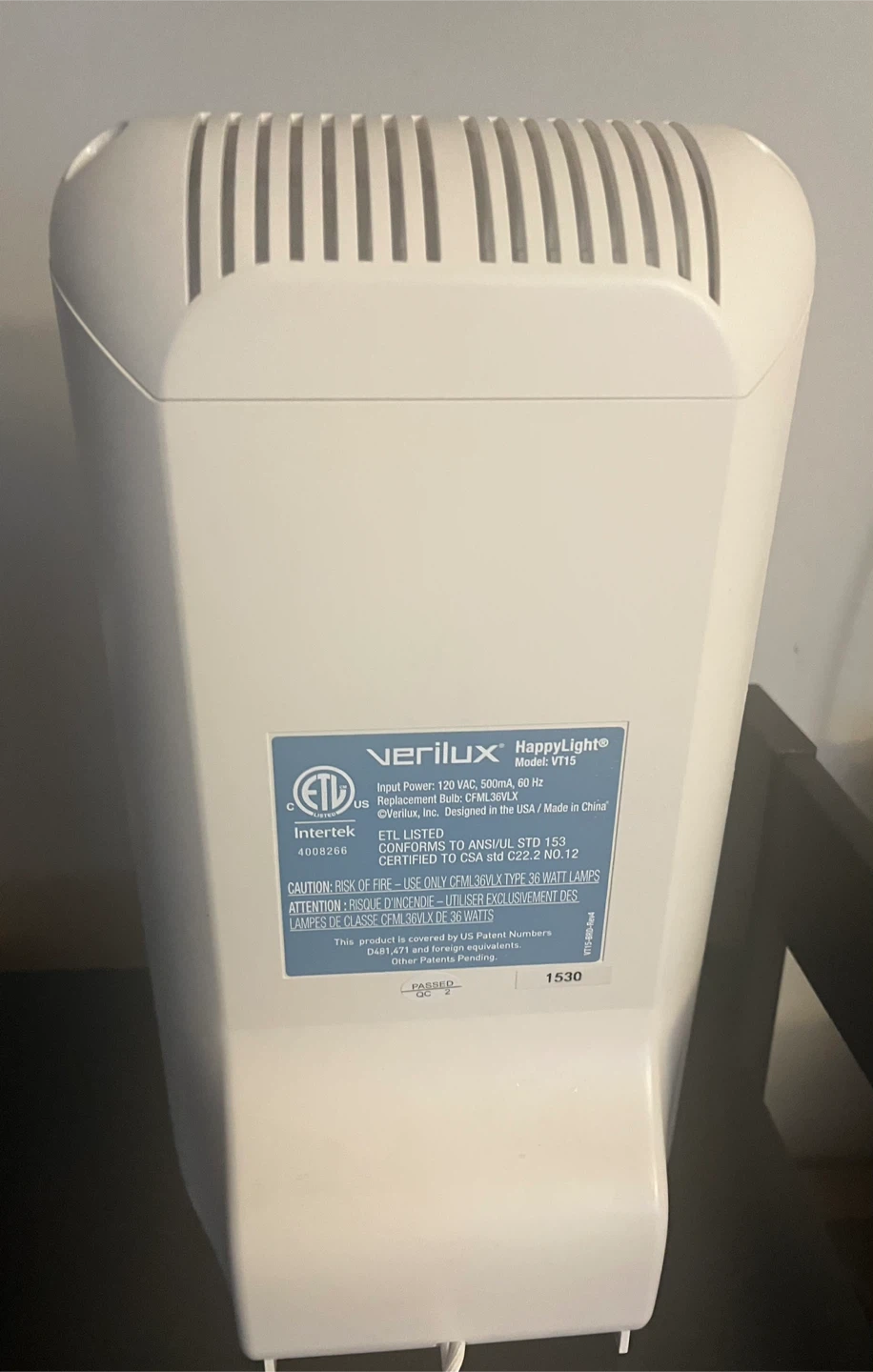 Verilux HappyLight VT15 Light Therapy Lamp - photo 3
