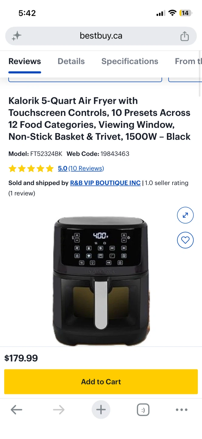 Kalorik 5-Quart Air Fryer
