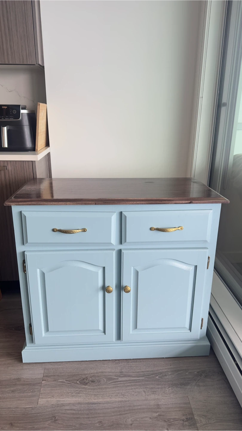 Solid Wood Light Blue Two-Drawer Cabinet