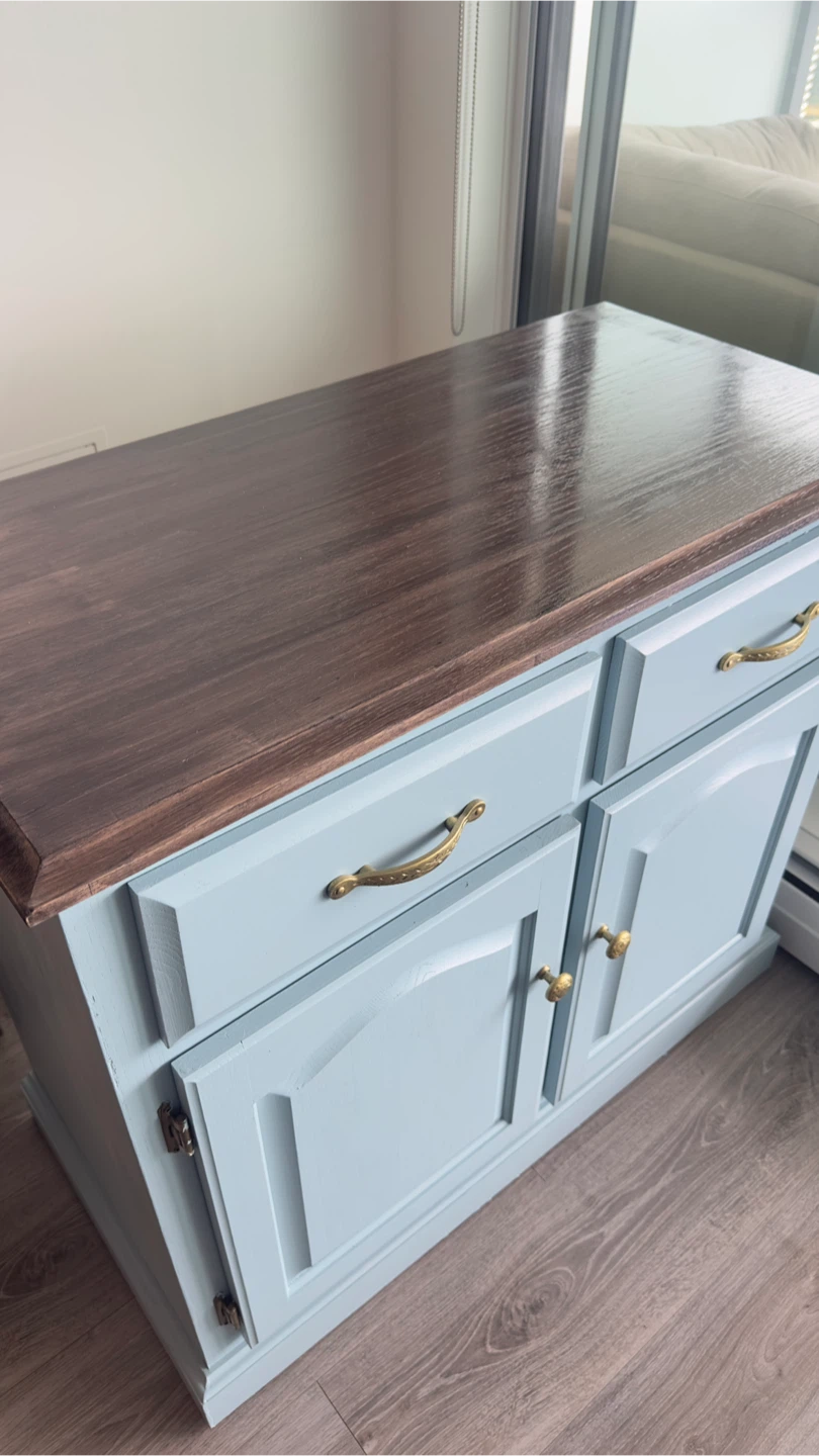 Solid Wood Light Blue Two-Drawer Cabinet - photo 2