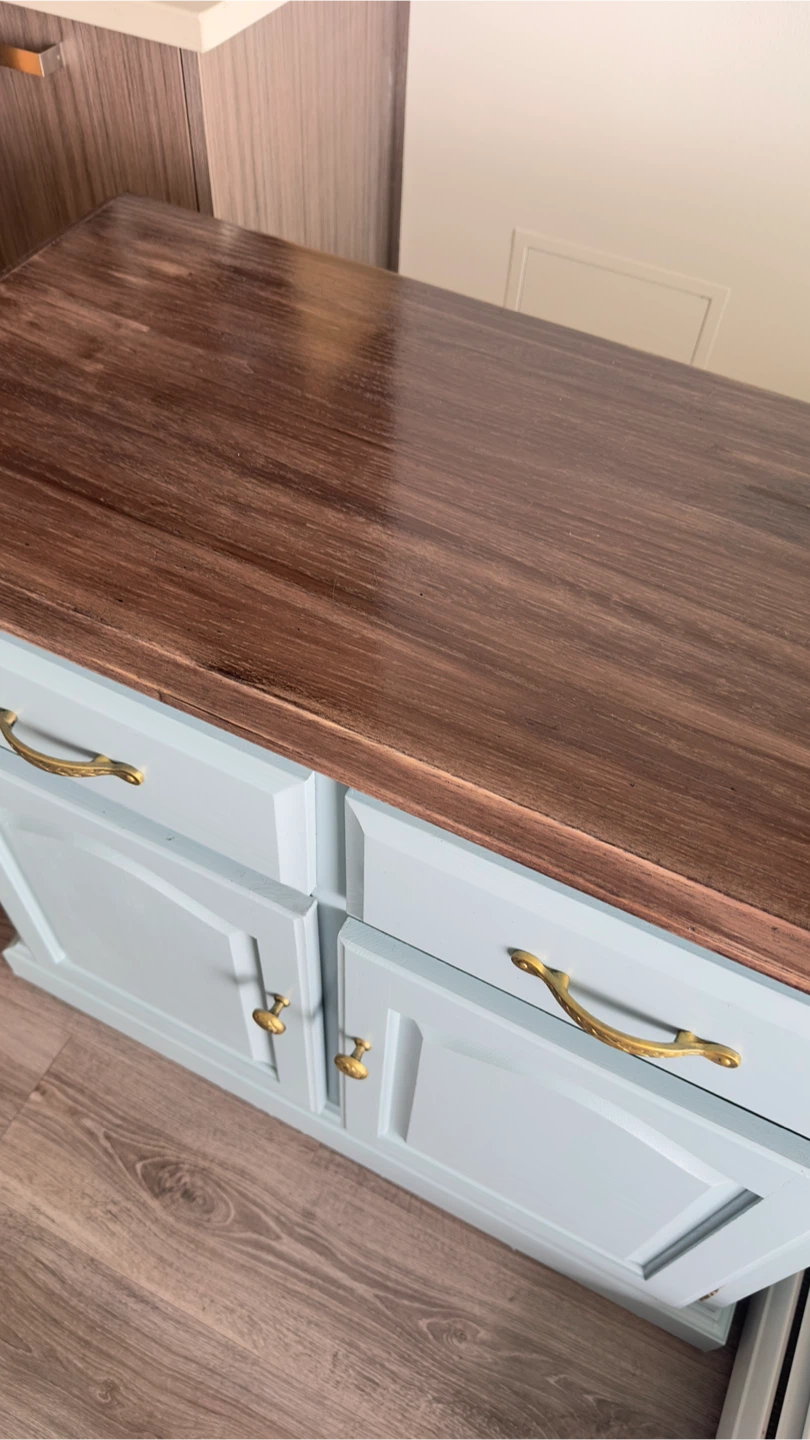 Solid Wood Light Blue Two-Drawer Cabinet - photo 3