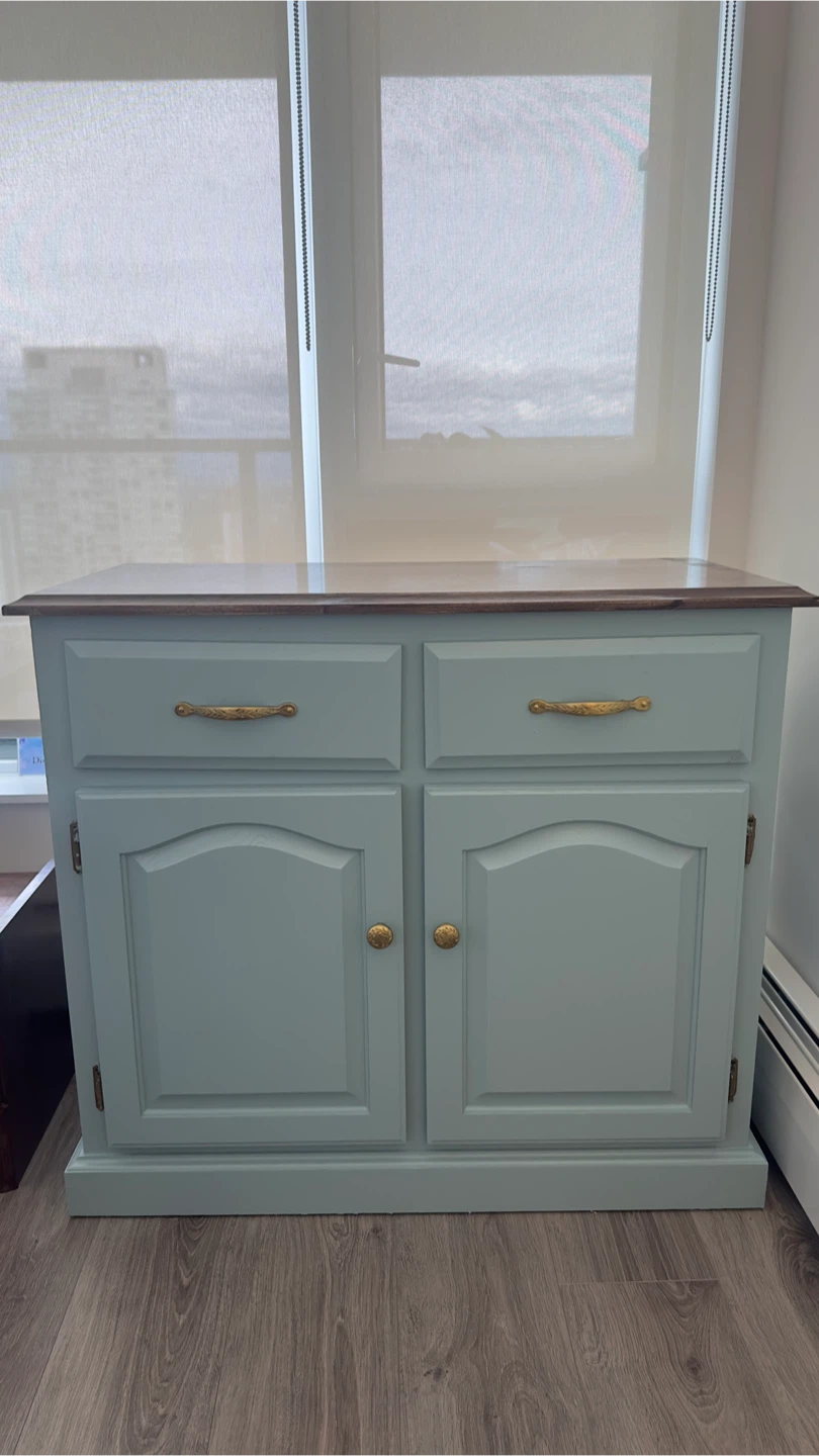 Solid Wood Light Blue Two-Drawer Cabinet - photo 5