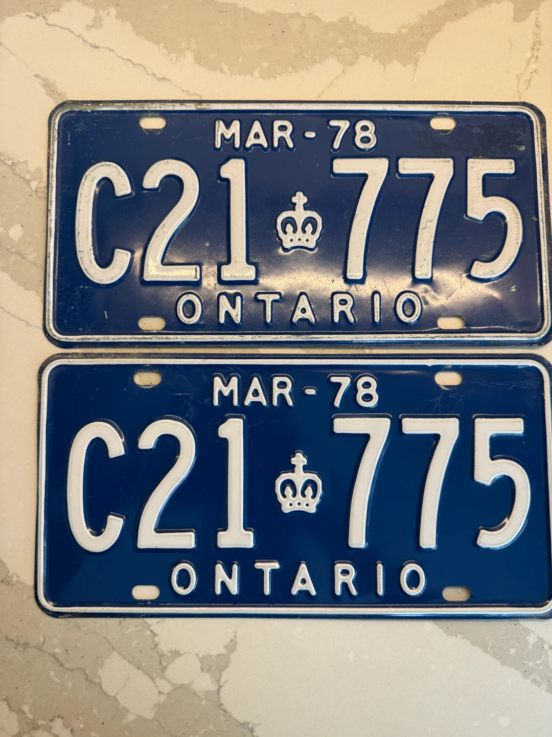 1978 Ont License Plates