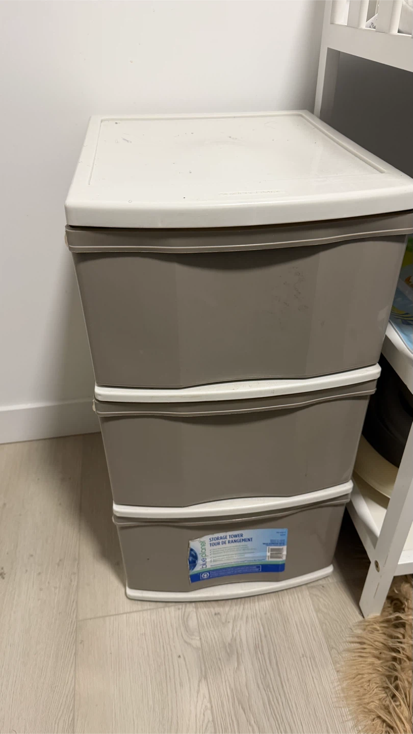 Plastic Storage Tower with 3 Drawers