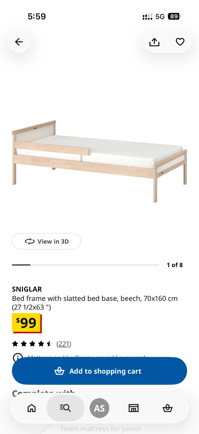 kid ikea bed frame with mattress and drawer - photo 2