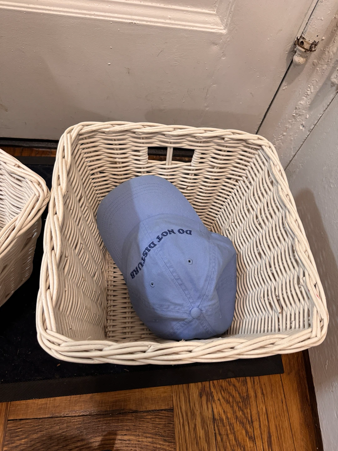 PBK White wicker storage baskets (2)