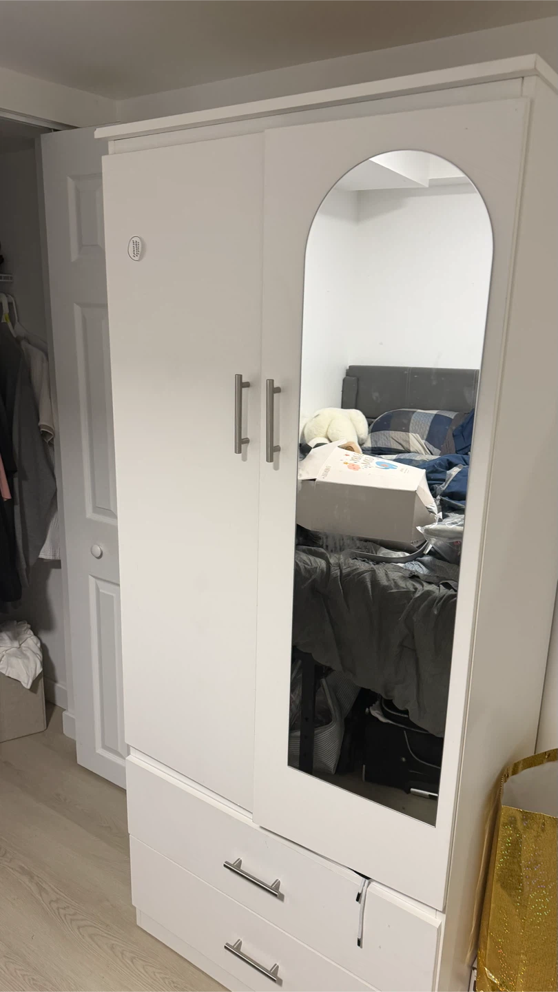 White Wardrobe with Mirror and Drawers