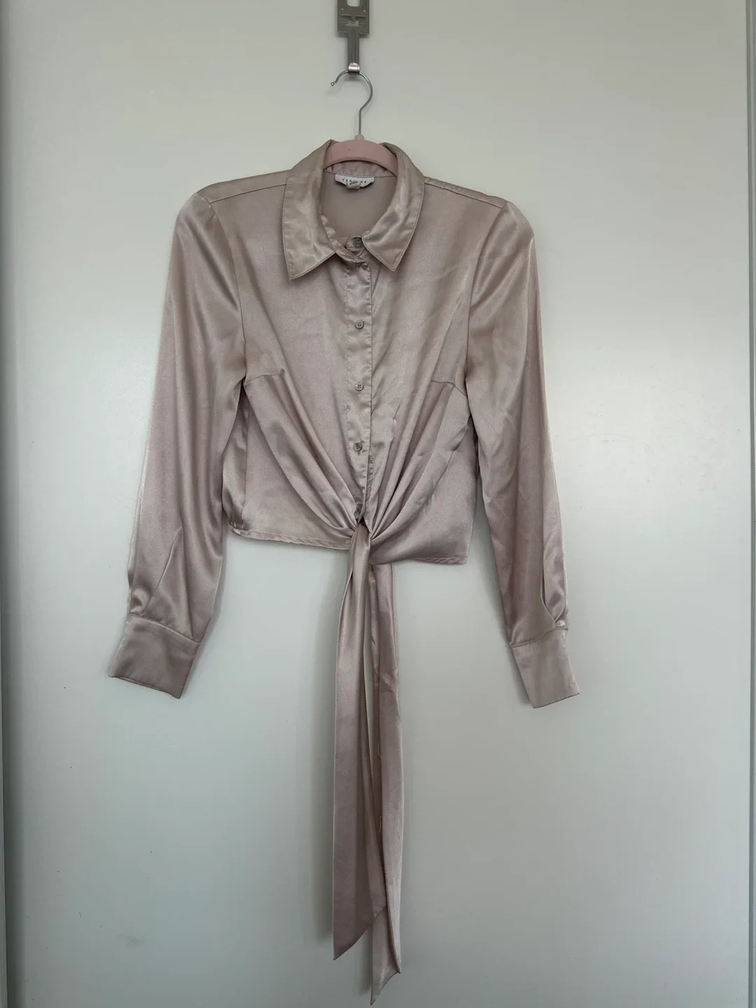 Topshop Satin Tie Front Shirt