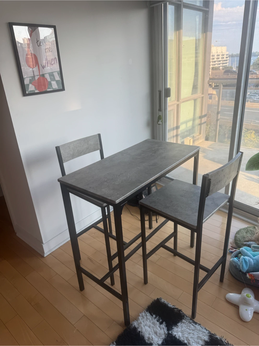 Grey Counter Height Table with 2 Stools