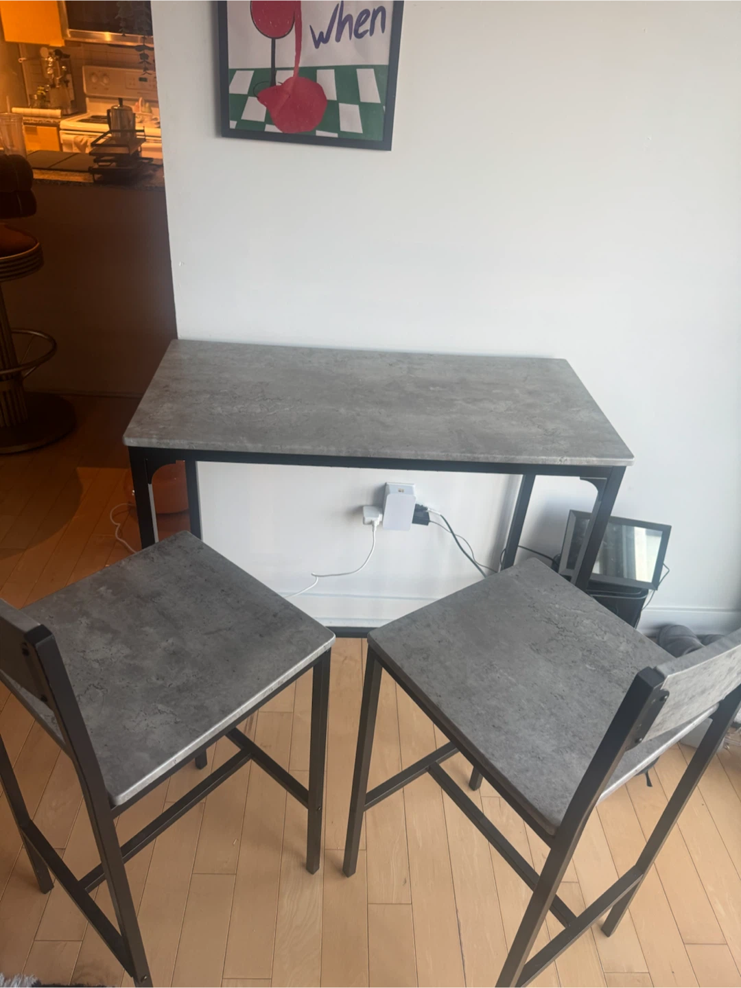 Grey Counter Height Table with 2 Stools - photo 2