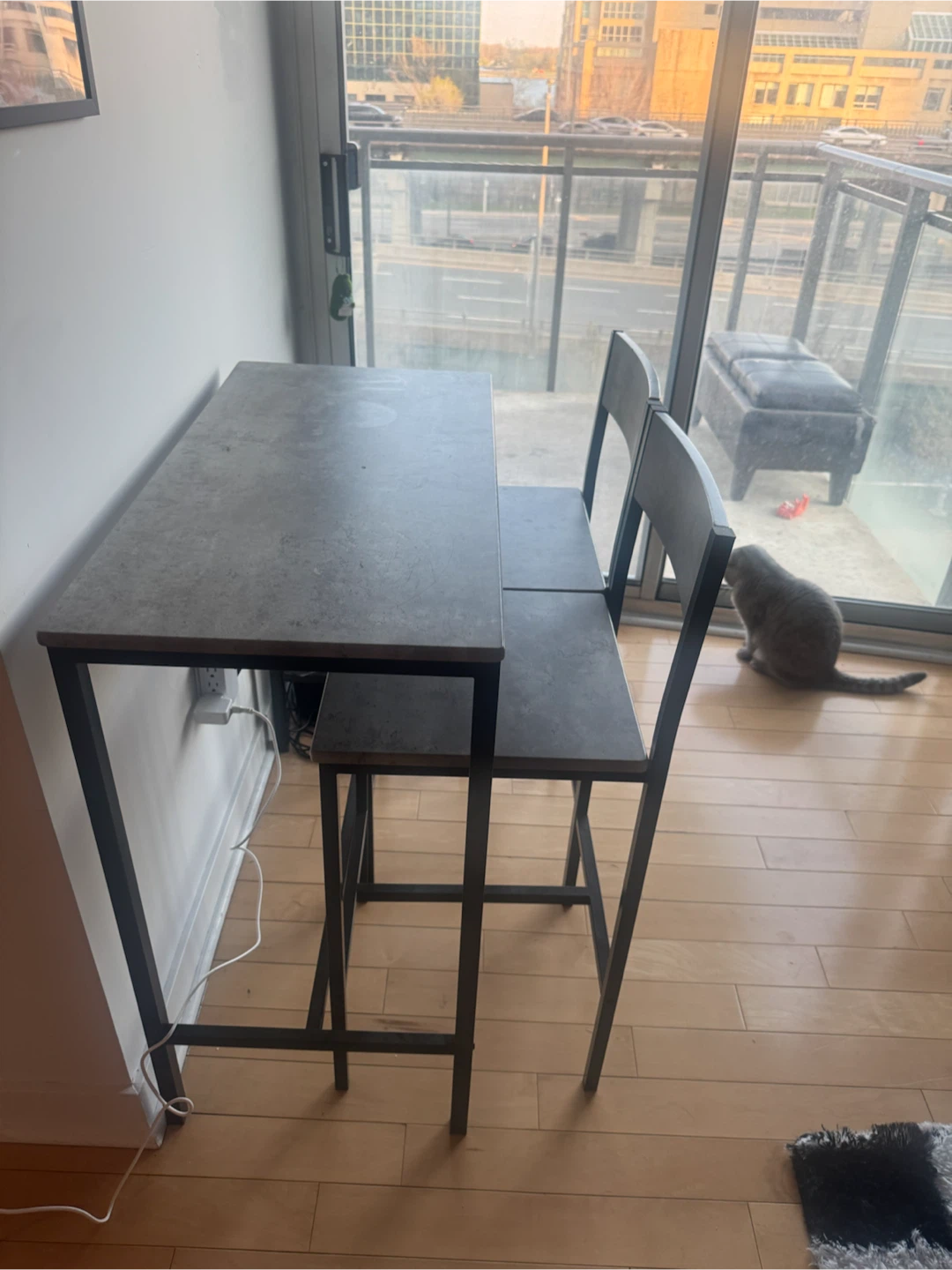 Grey Counter Height Table with 2 Stools - photo 4