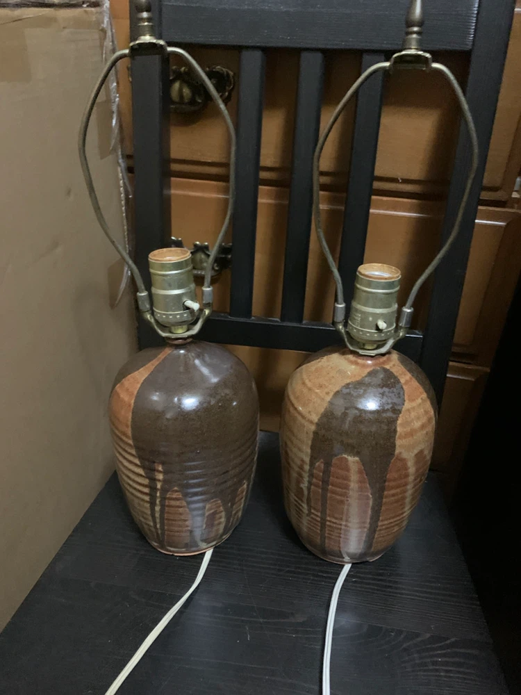 Pair of Ceramic Drip Glaze Table Lamps
