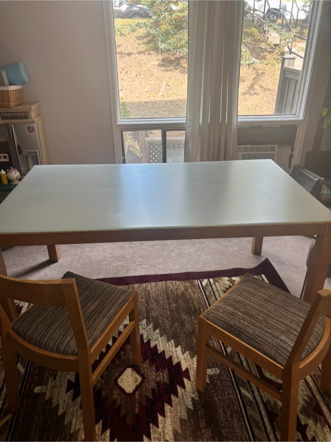 Glass top dining room table