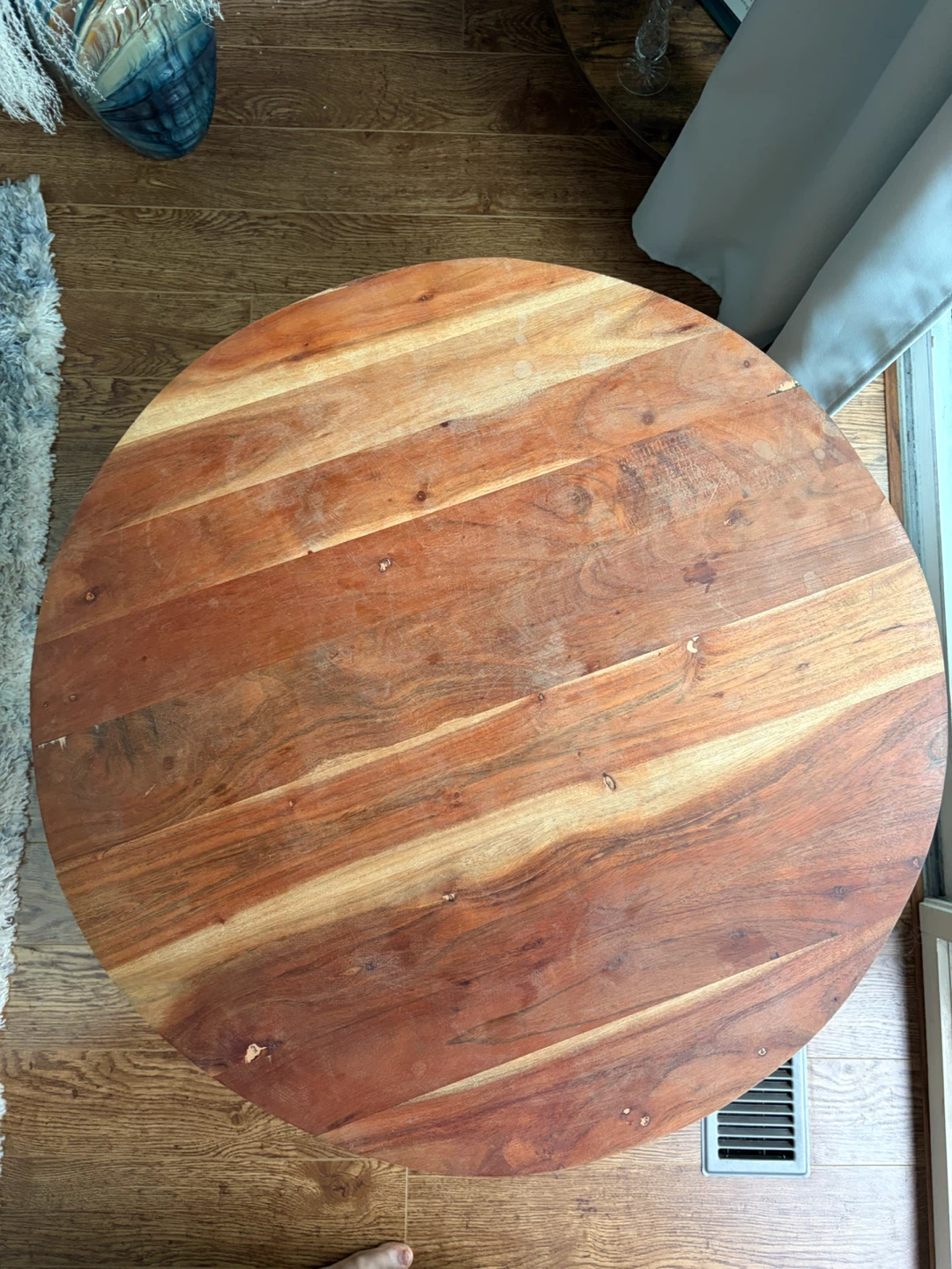 Round Wood Coffee Table with Metal Base - photo 3