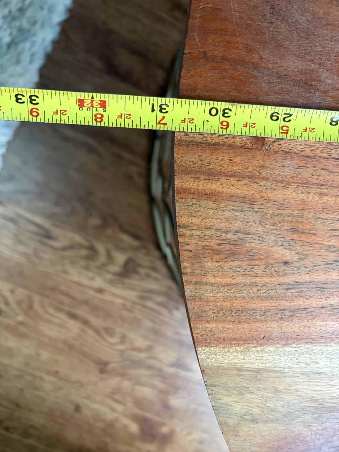 Round Wood Coffee Table with Metal Base - photo 5