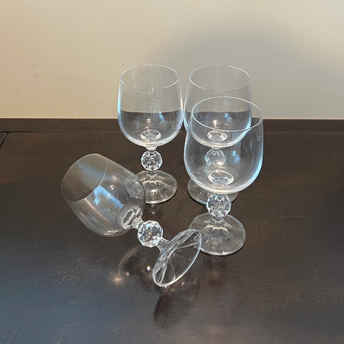 Bohemia Crystal Claudia Wine Glasses Diamond Faceted Stem