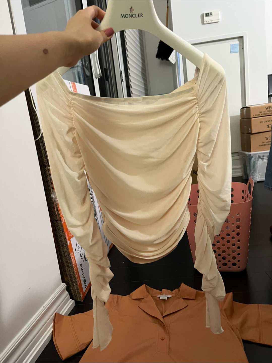 See-through cider off shoulder top