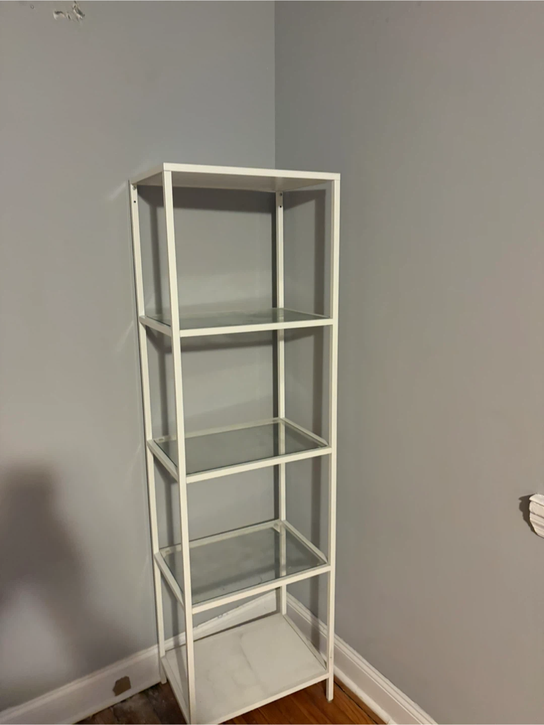White 4-Tier Shelf Unit with Glass Shelves - photo 2