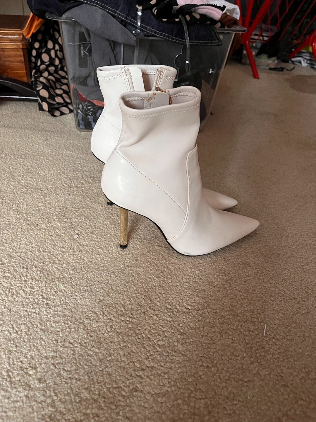 Zara White Stiletto Boots
