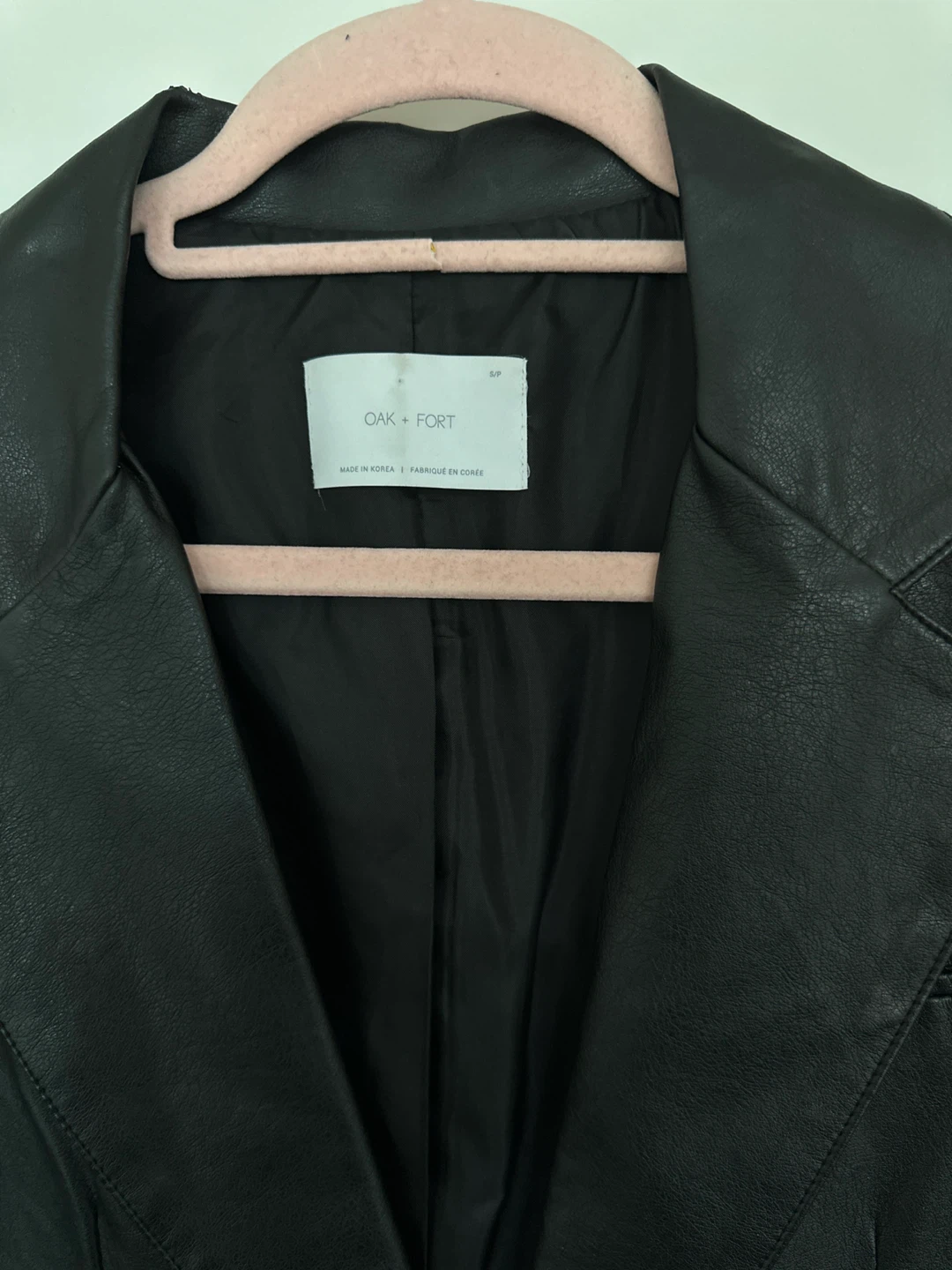 OAK + FORT Black Faux Leather Blazer - photo 3