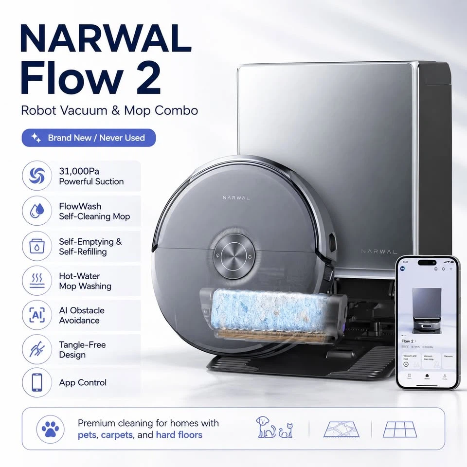 Narwal Flow 2 Robot Vacuum and Mop Combo