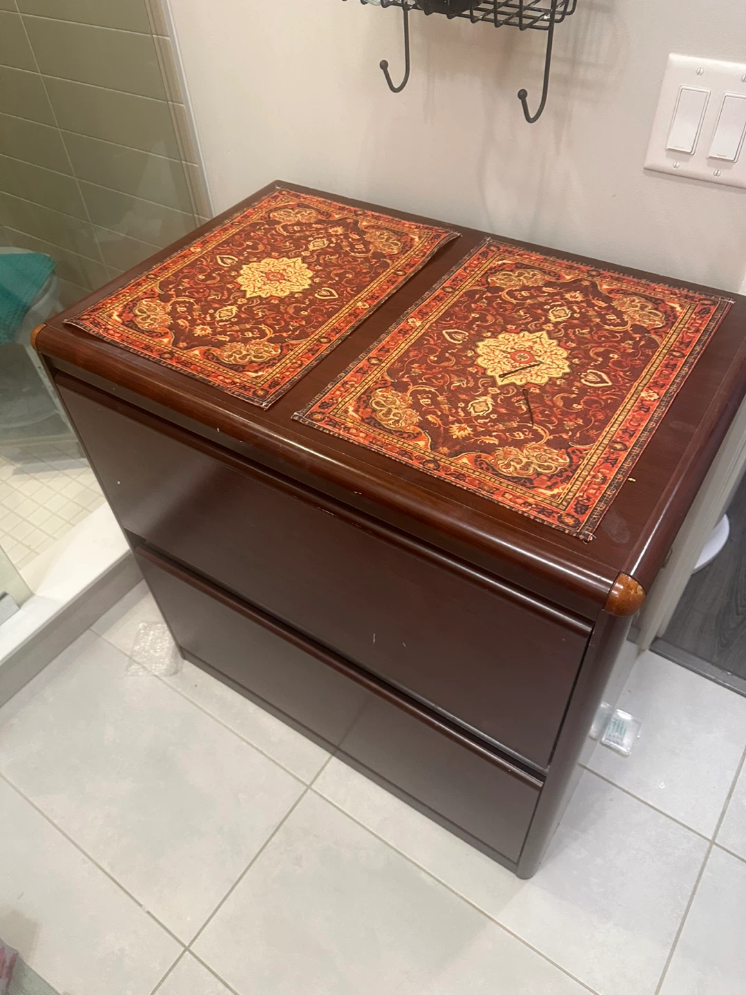 Dark Wood 2-Drawer Cabinet