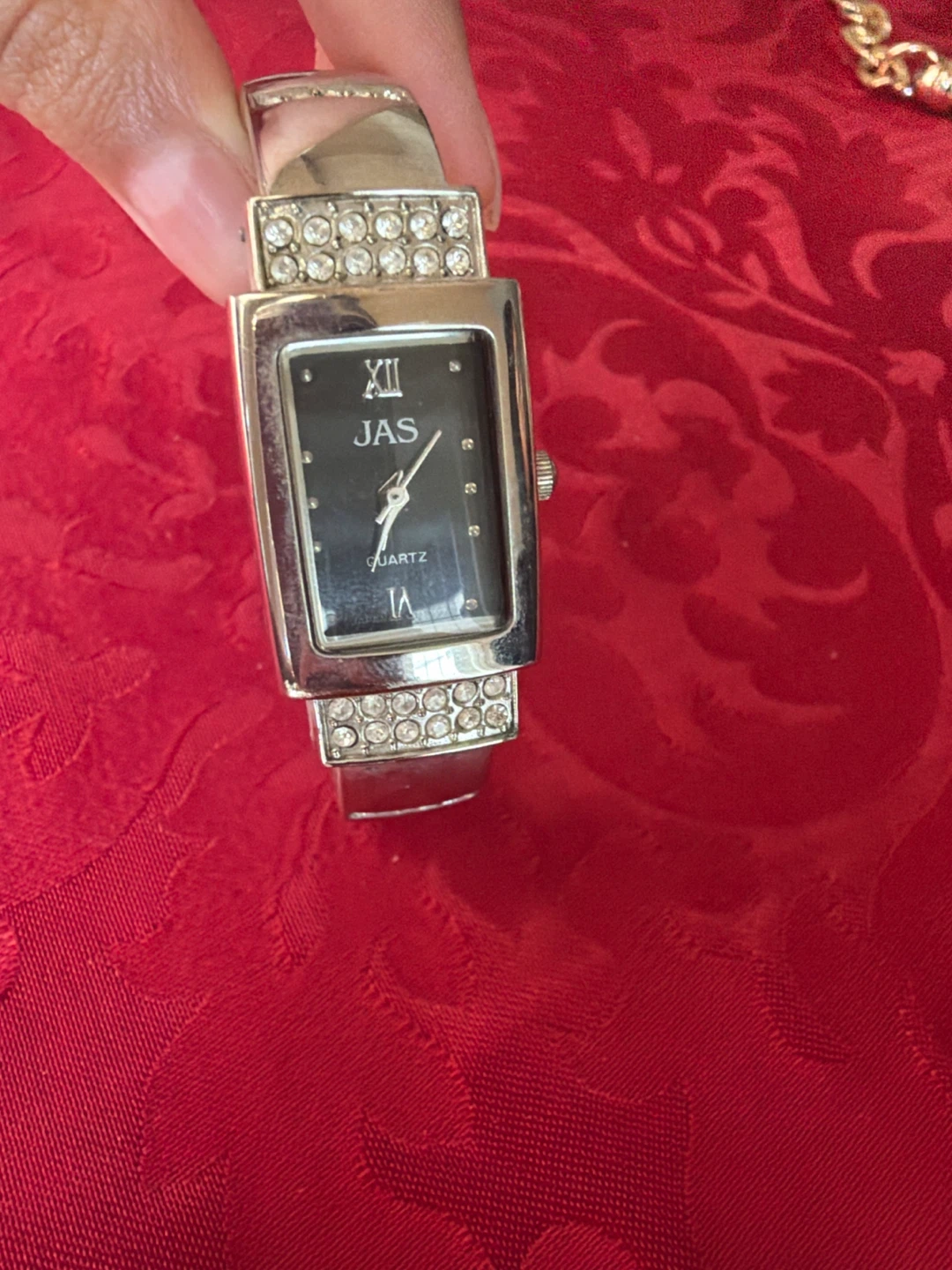 Gold Tone Mesh Band Watch with Rhinestones - photo 5
