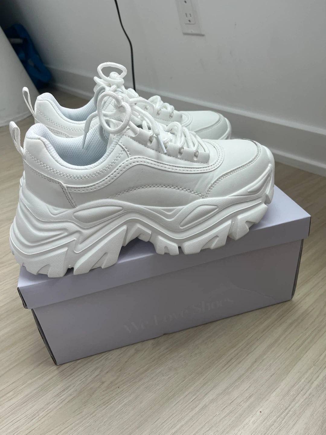 Lucky Step White Chunky Sneakers