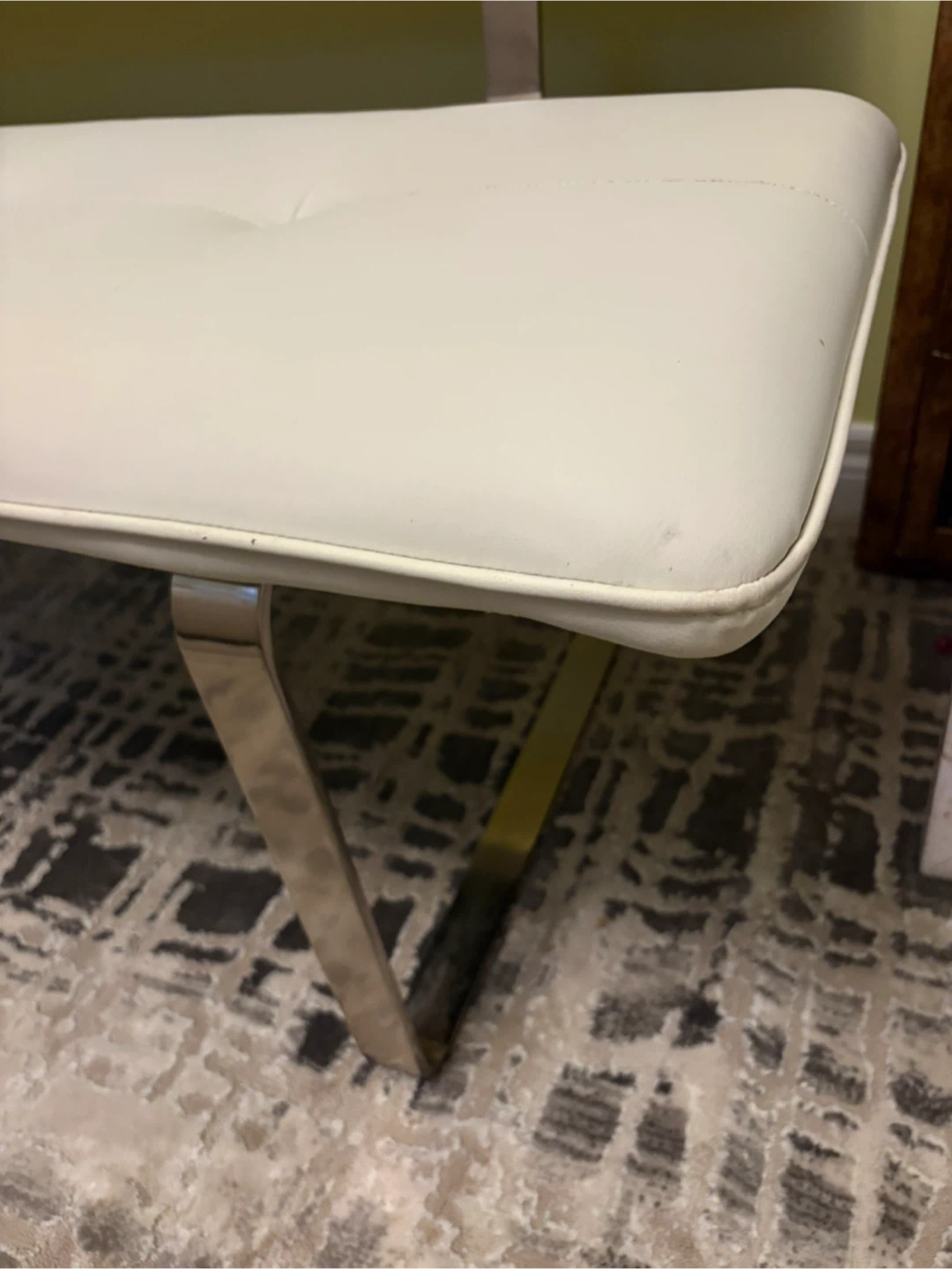 White Faux Leather Tufted Bench with Back - photo 5