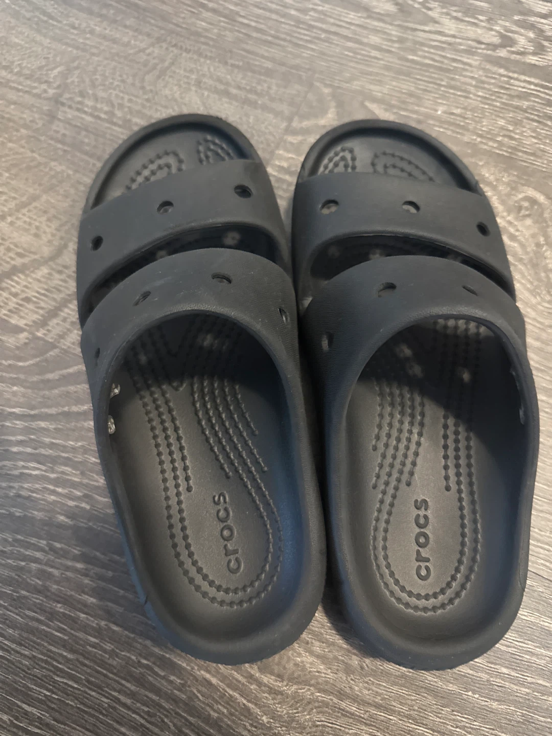 Black Crocs Two-Strap Slides